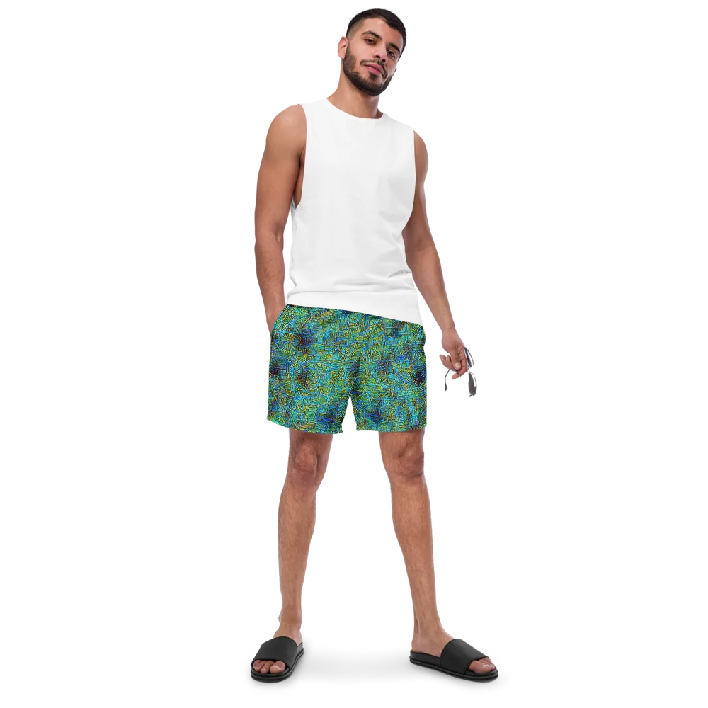 Neon Blueprint on Swim Trunks — Front