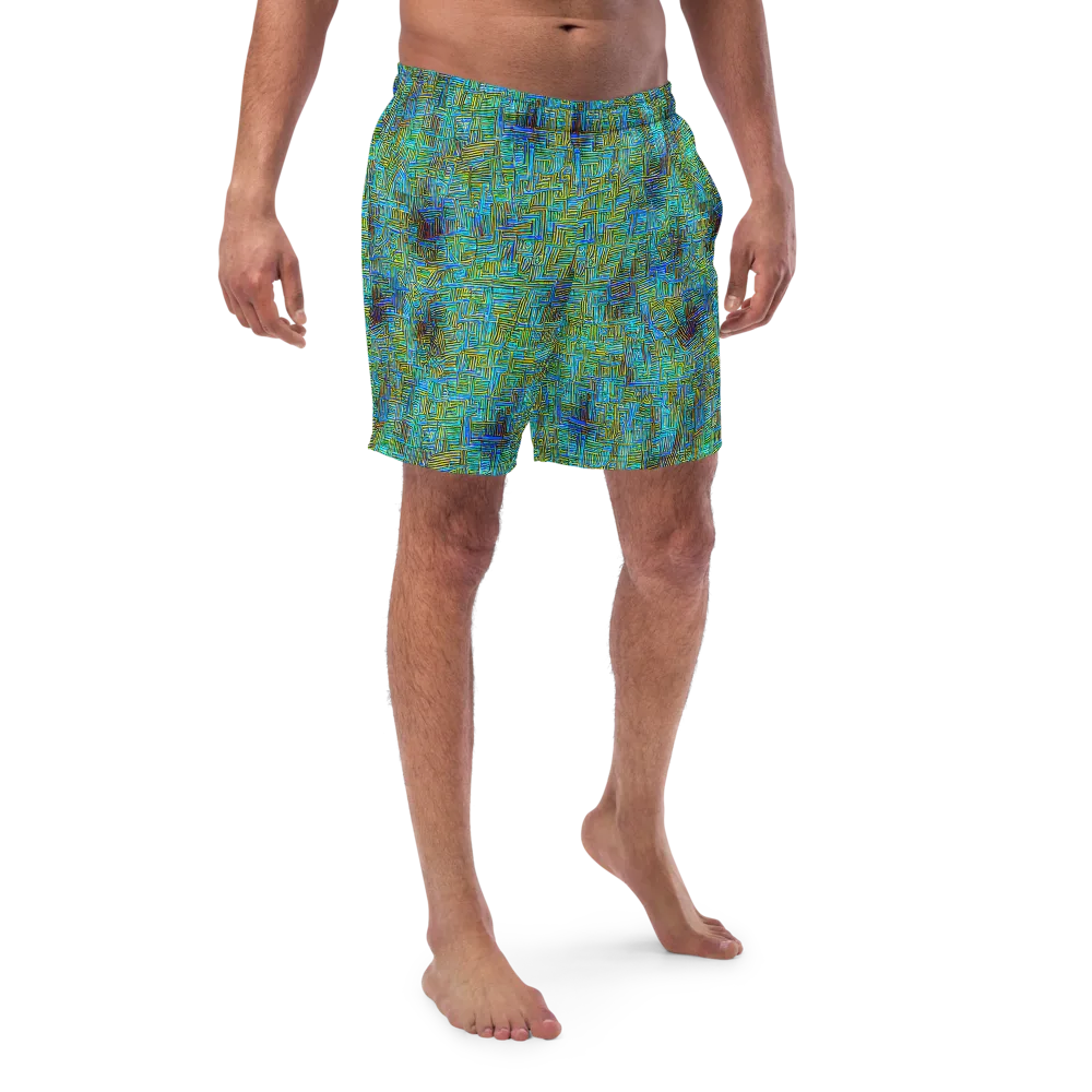 Neon Blueprint on Swim Trunks — Front