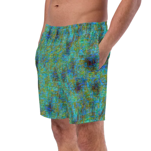 Neon Blueprint on a Swim Trunks