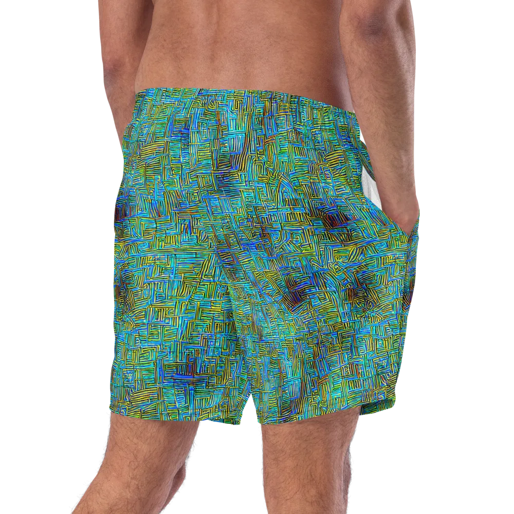 Neon Blueprint on Swim Trunks — Right Back