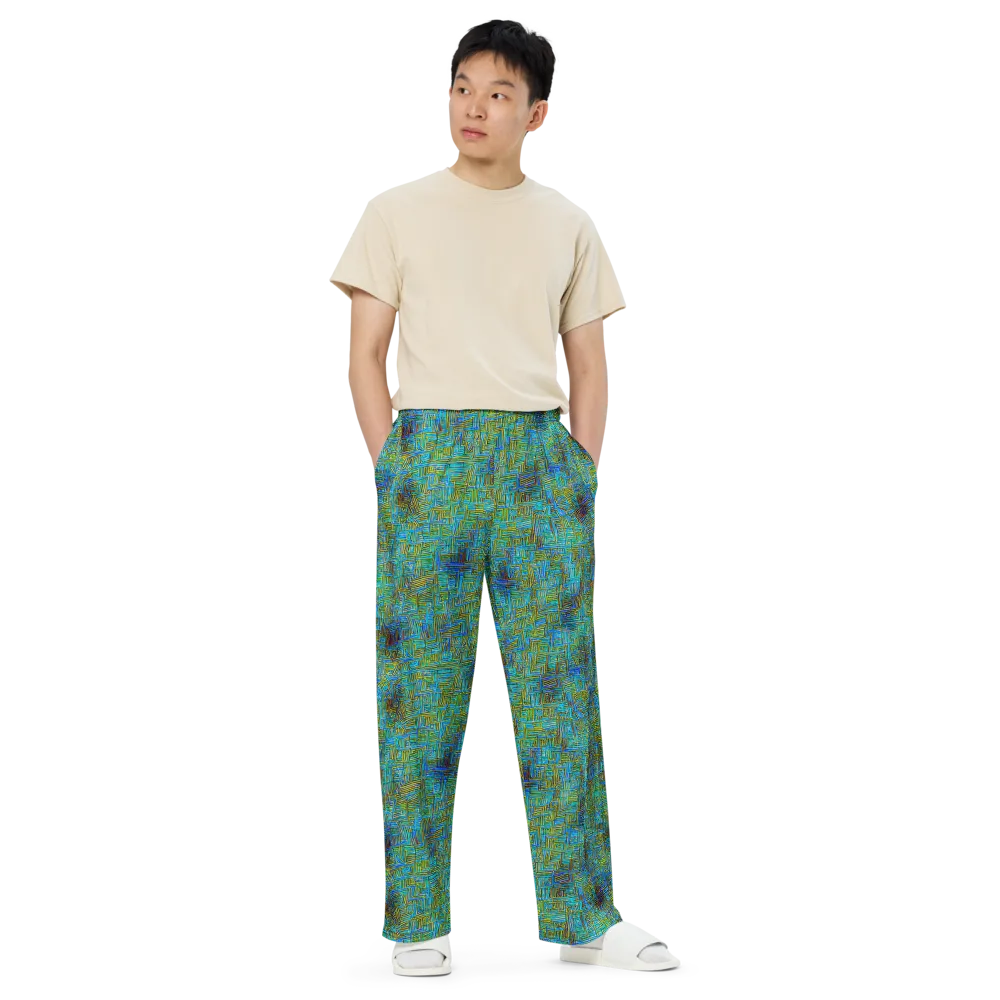 Neon Blueprint on Wide-Leg Pants — Front