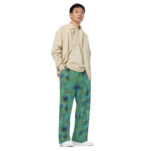 Neon Blueprint on a Wide-Leg Pants