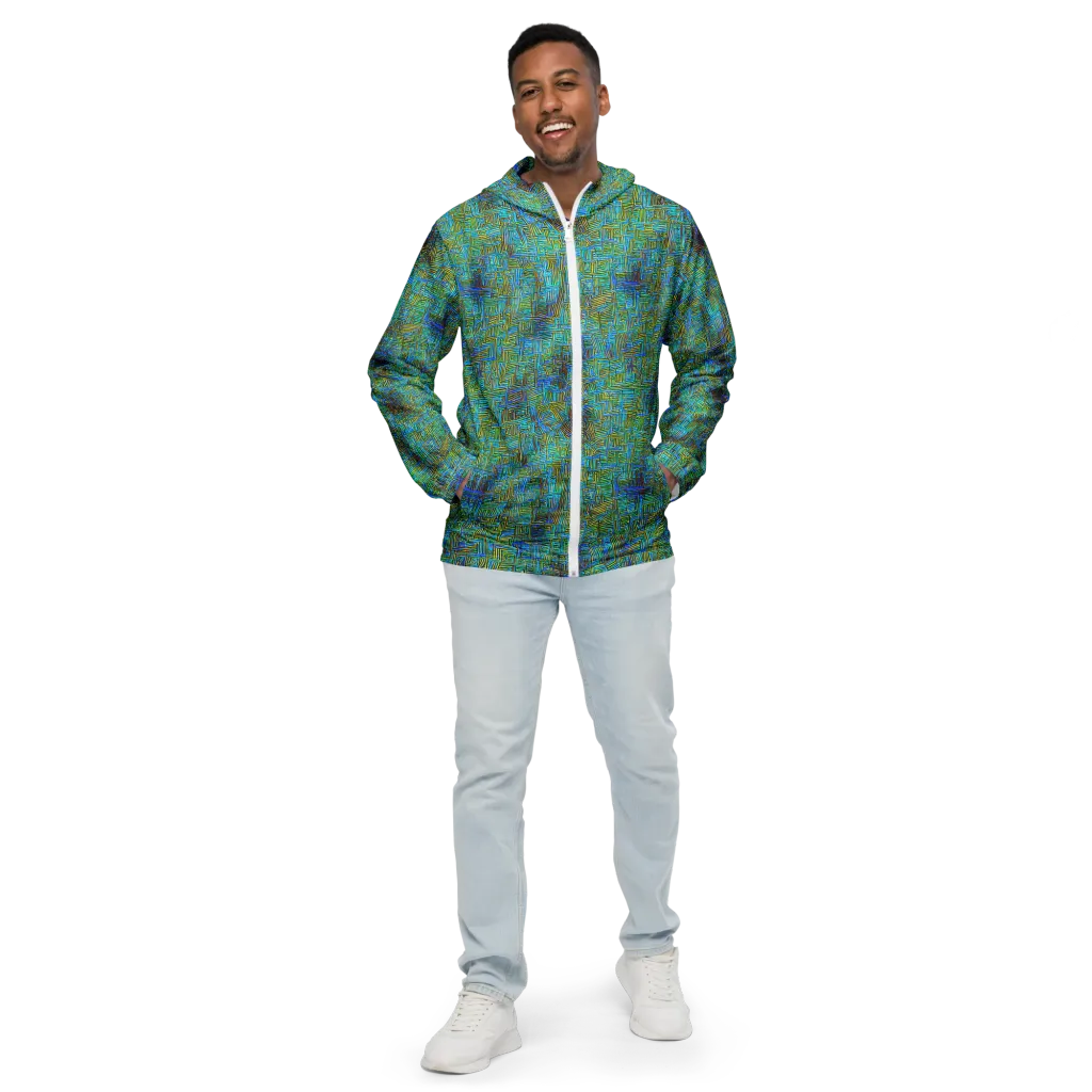 Neon Blueprint on Men's Windbreaker — Front