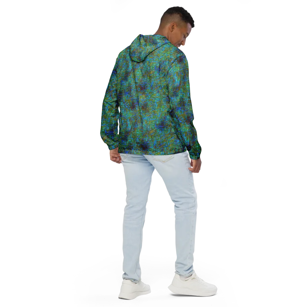 Neon Blueprint on Men's Windbreaker — Back