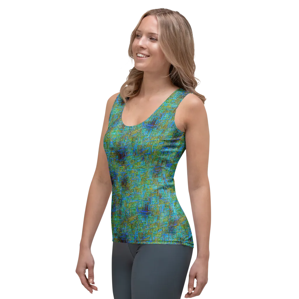 Neon Blueprint on Women's Tank Top — Left Front