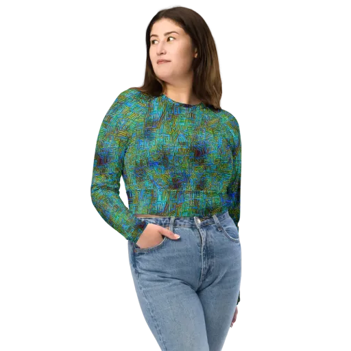 Neon Blueprint on a Long Sleeve Crop Top