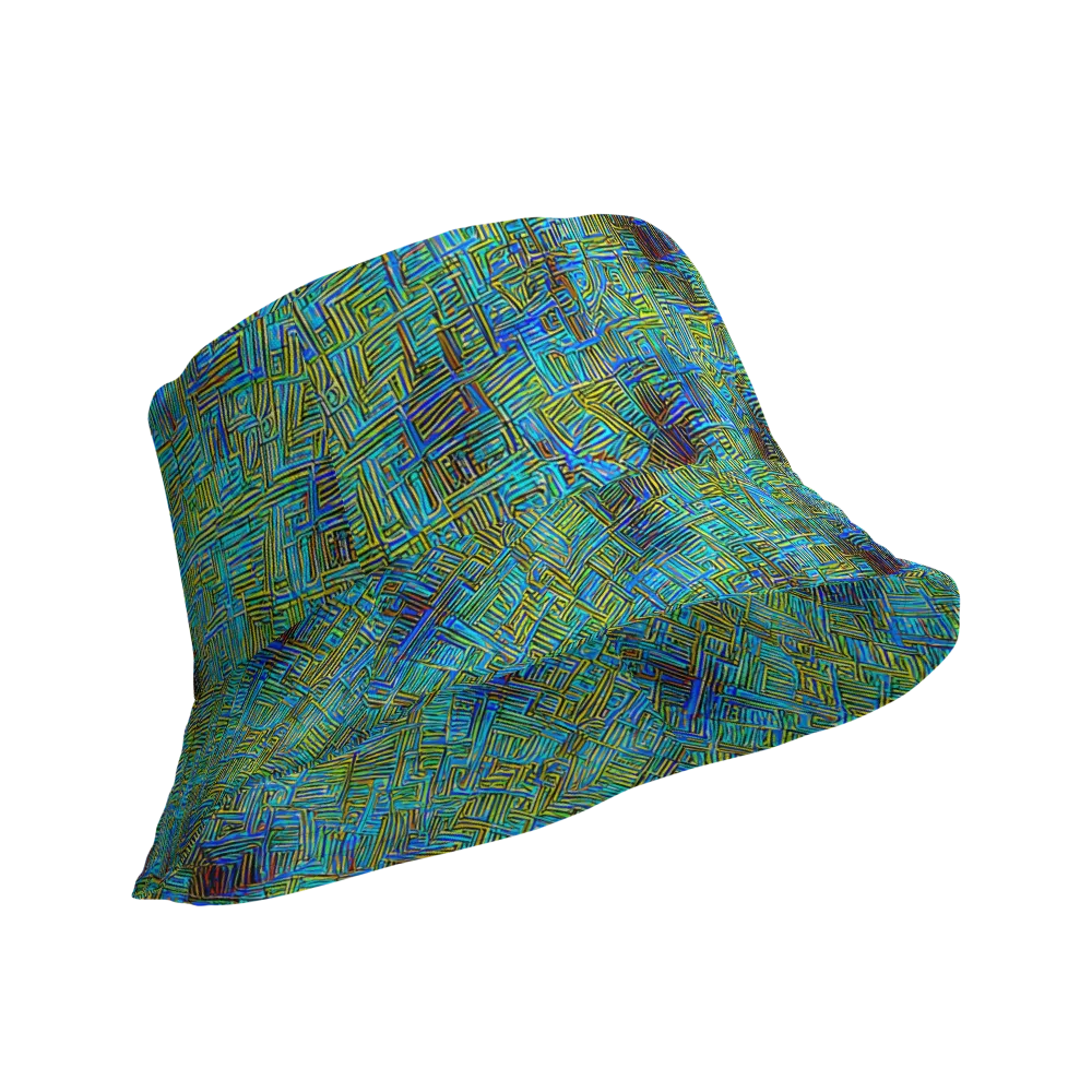 Neon Blueprint on Reversible Bucket Hat — Product details Outside