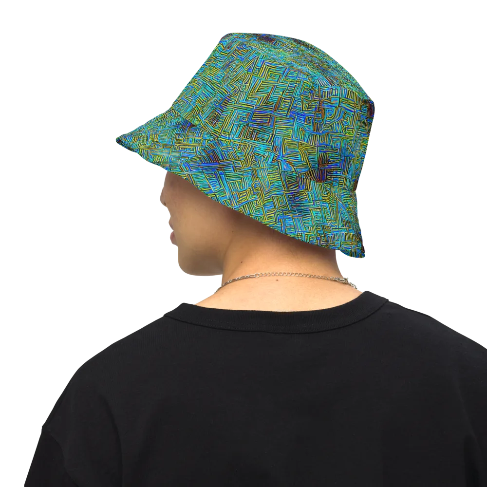 Neon Blueprint on Reversible Bucket Hat — Back Inside