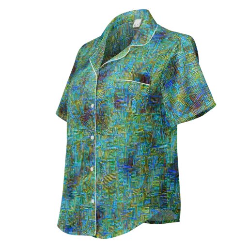 Neon Blueprint on a Women's Short Sleeve Pajama Top