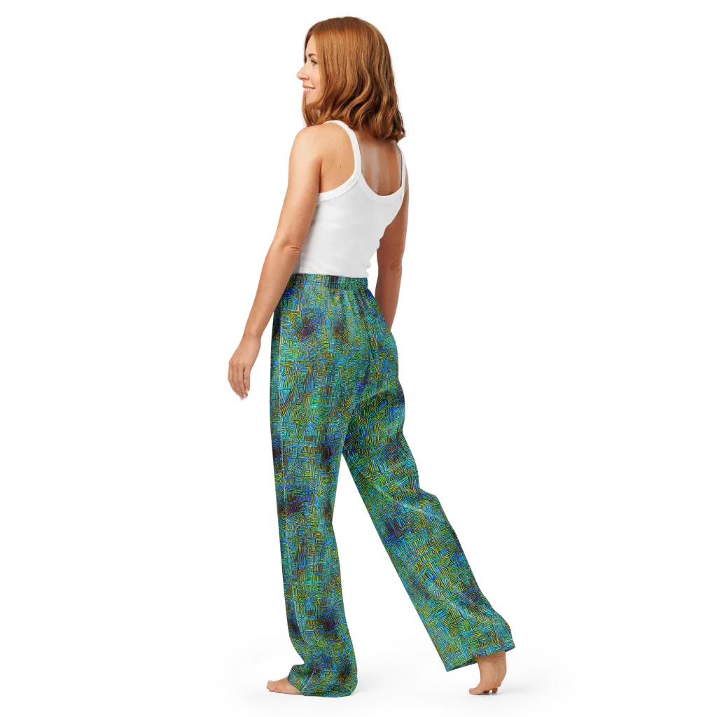 Neon Blueprint on Women's Pajama Pants — Back