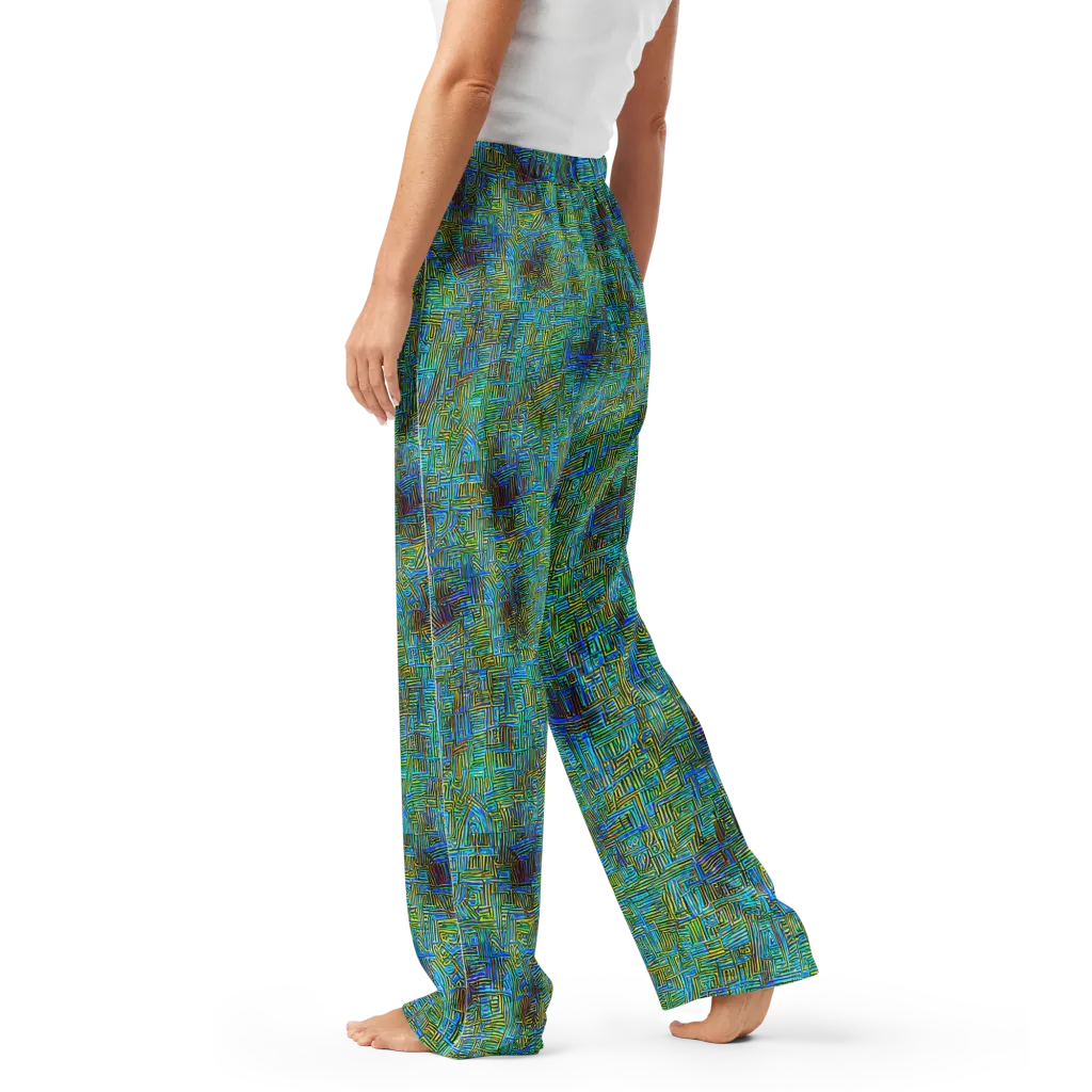Neon Blueprint on Women's Pajama Pants — Left