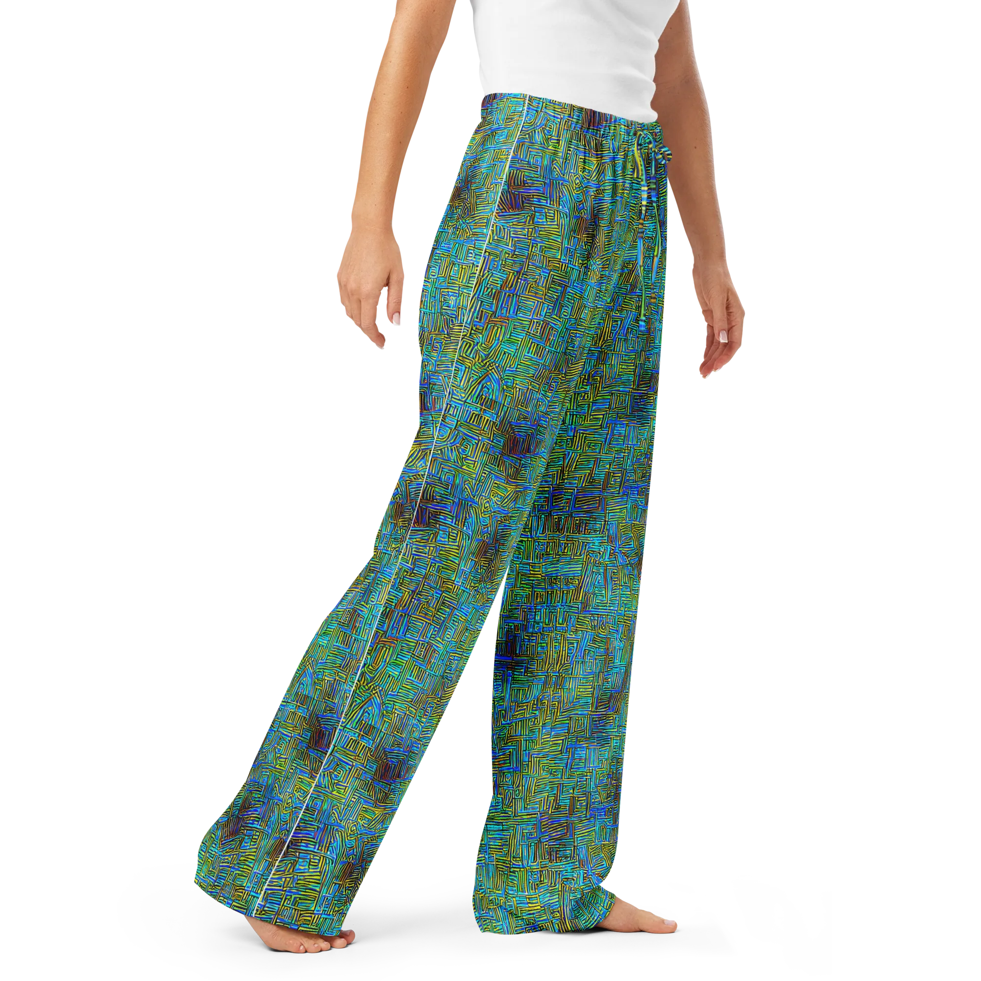 Neon Blueprint on Women's Pajama Pants — Right Front