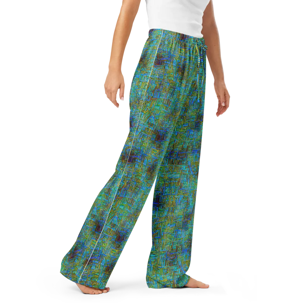Neon Blueprint on Women's Pajama Pants — Right Front