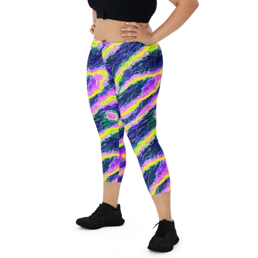 Cyber Blossom on a Capri Leggings