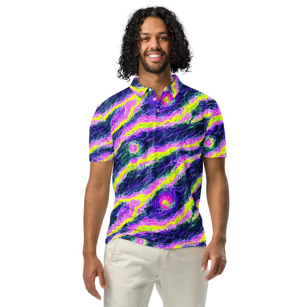 Cyber Blossom on Men's Slim Fit Polo Shirt — Front