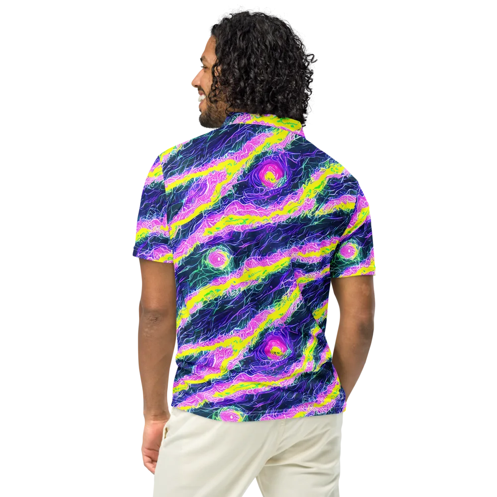 Cyber Blossom on Men's Slim Fit Polo Shirt — Back