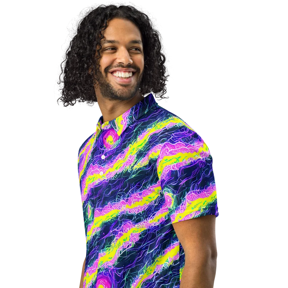 Cyber Blossom on Men's Slim Fit Polo Shirt — Left Front