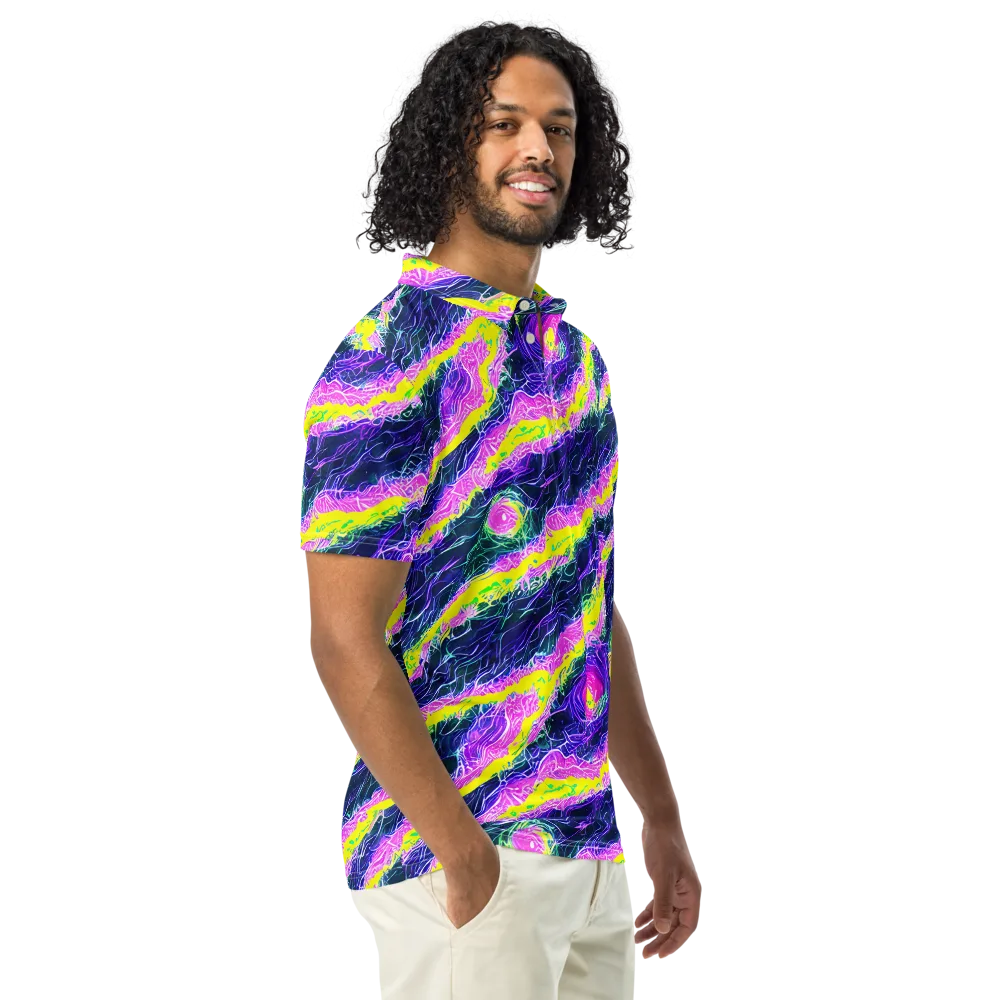 Cyber Blossom on Men's Slim Fit Polo Shirt — Right Front
