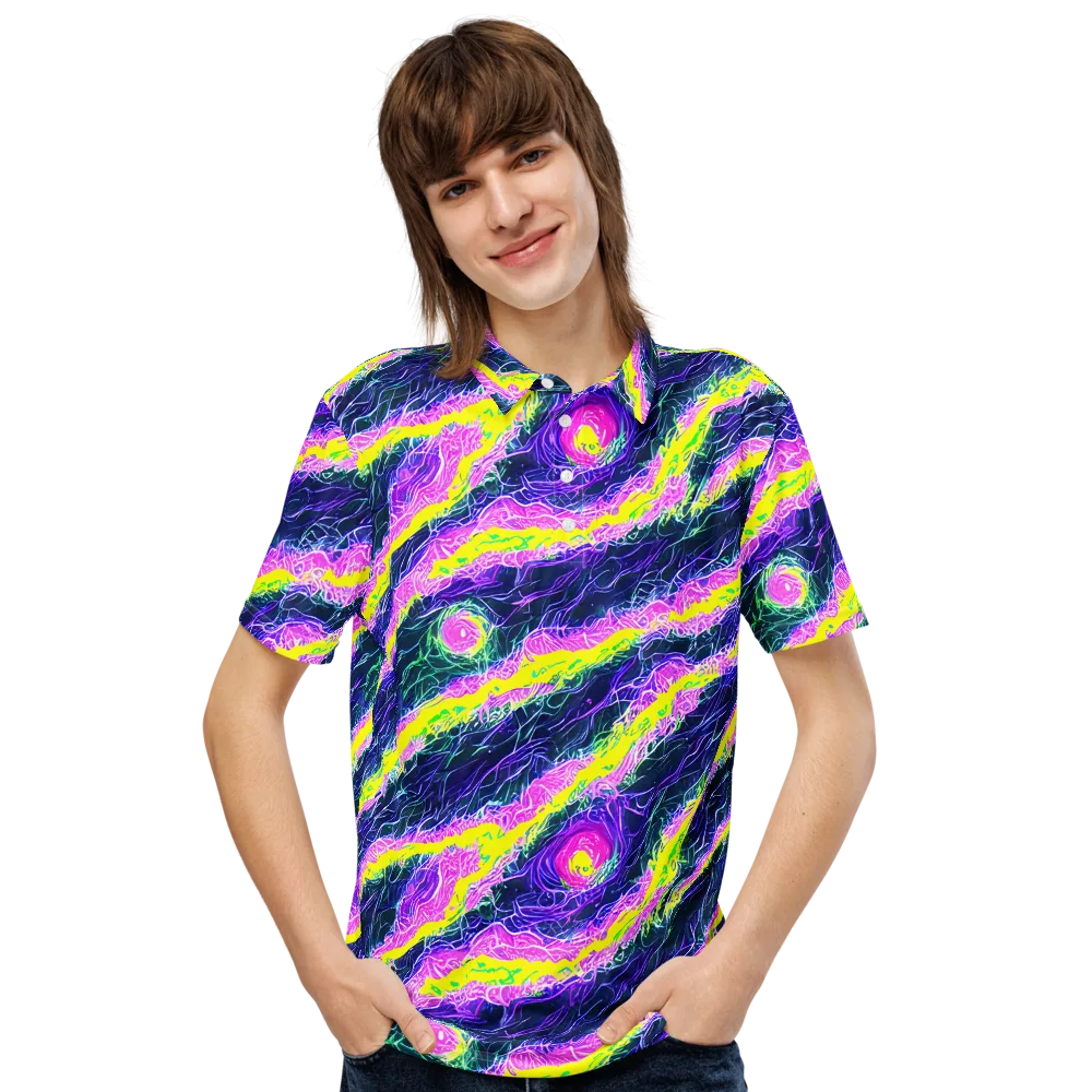Cyber Blossom on Men's Slim Fit Polo Shirt — Front