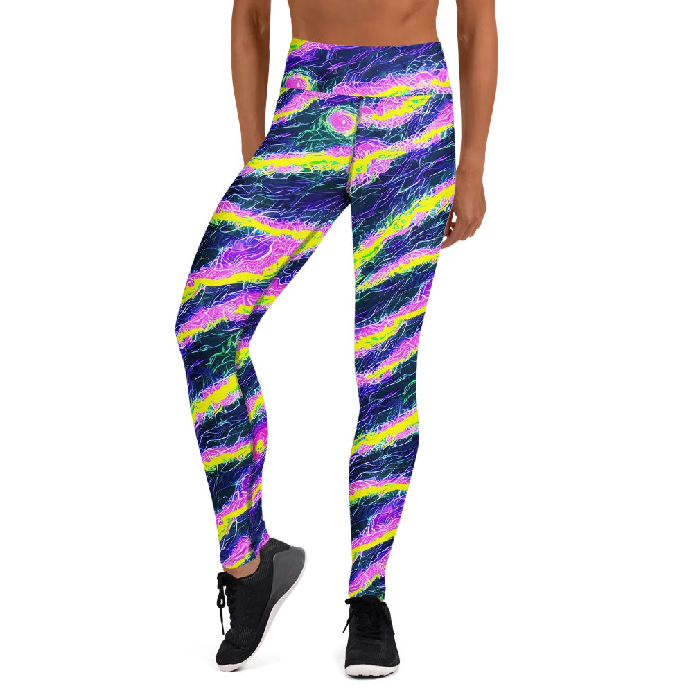 Cyber Blossom on Yoga Leggings — Front