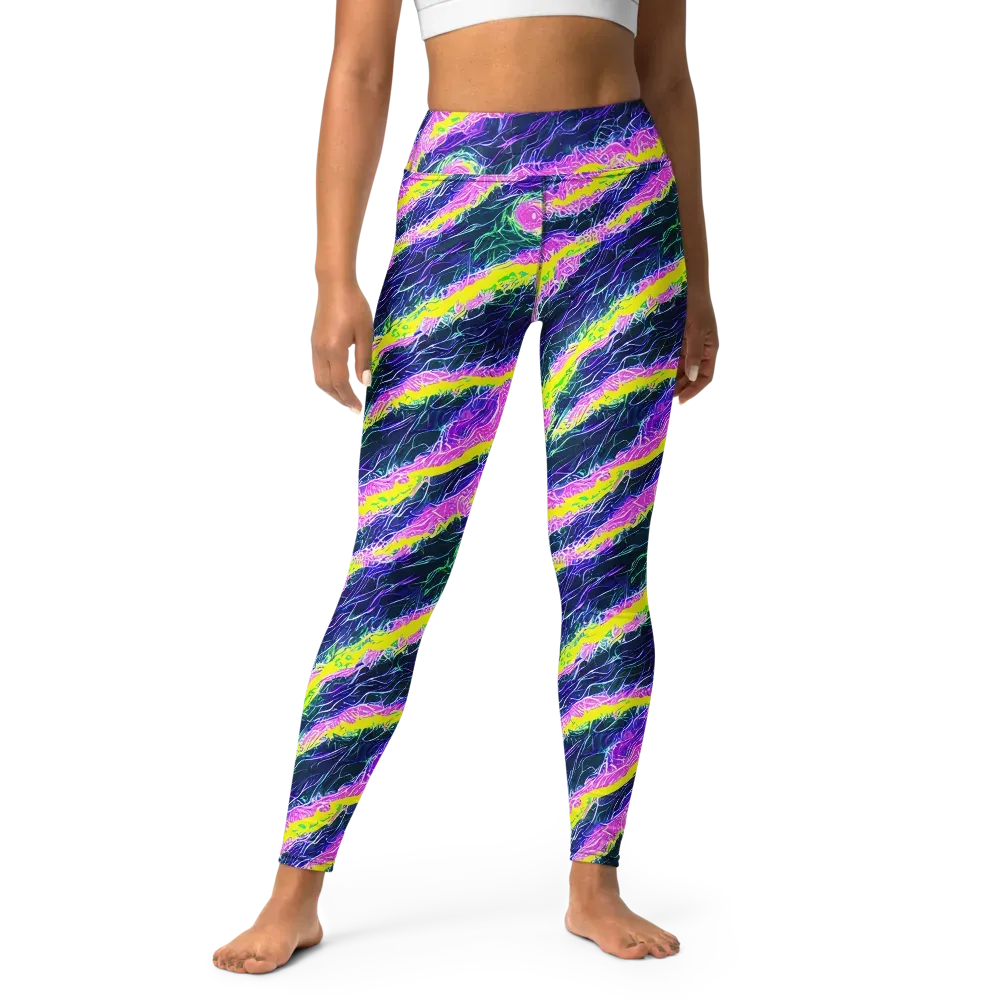 Cyber Blossom on Yoga Leggings — Front