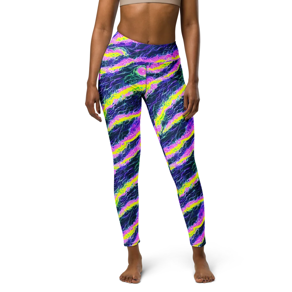 Cyber Blossom on Yoga Leggings — Front