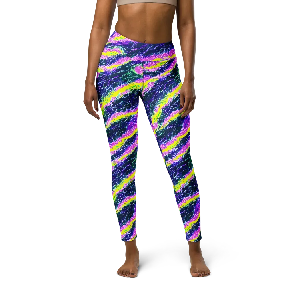 Cyber Blossom on Yoga Leggings — Front