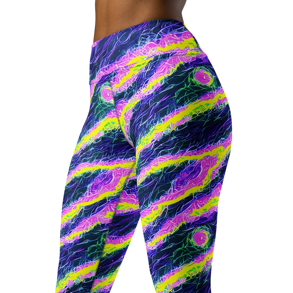 Cyber Blossom on Yoga Leggings — Left Front