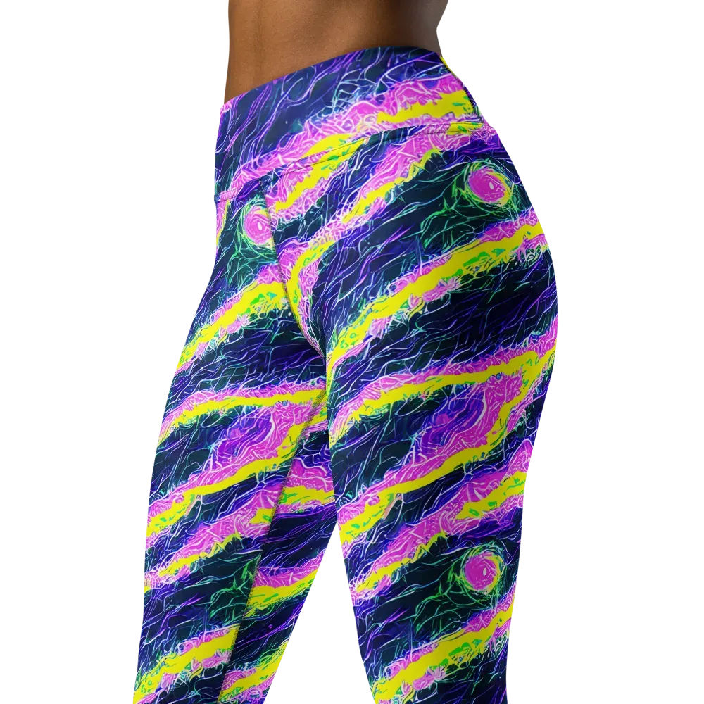 Cyber Blossom on Yoga Leggings — Left Front