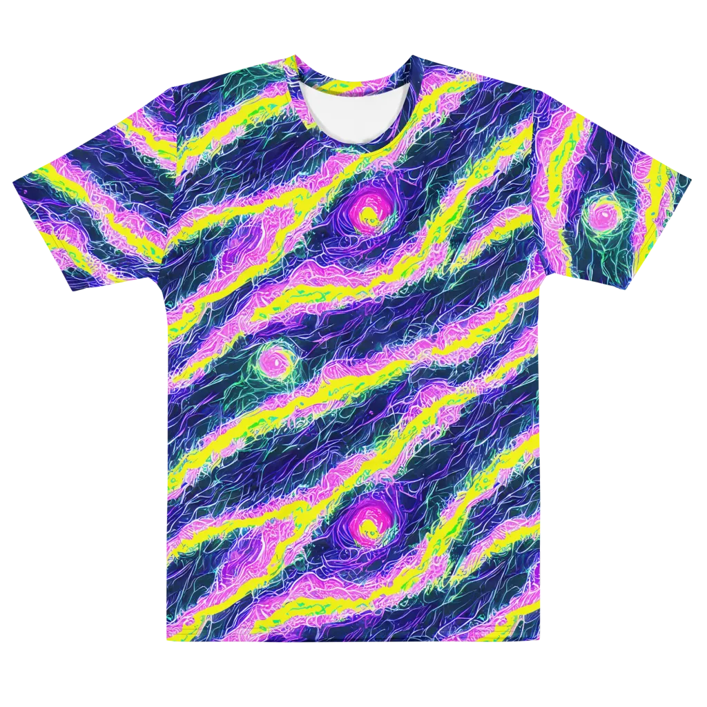 Cyber Blossom on Men's Cotton Crew Neck T-Shirt — Front