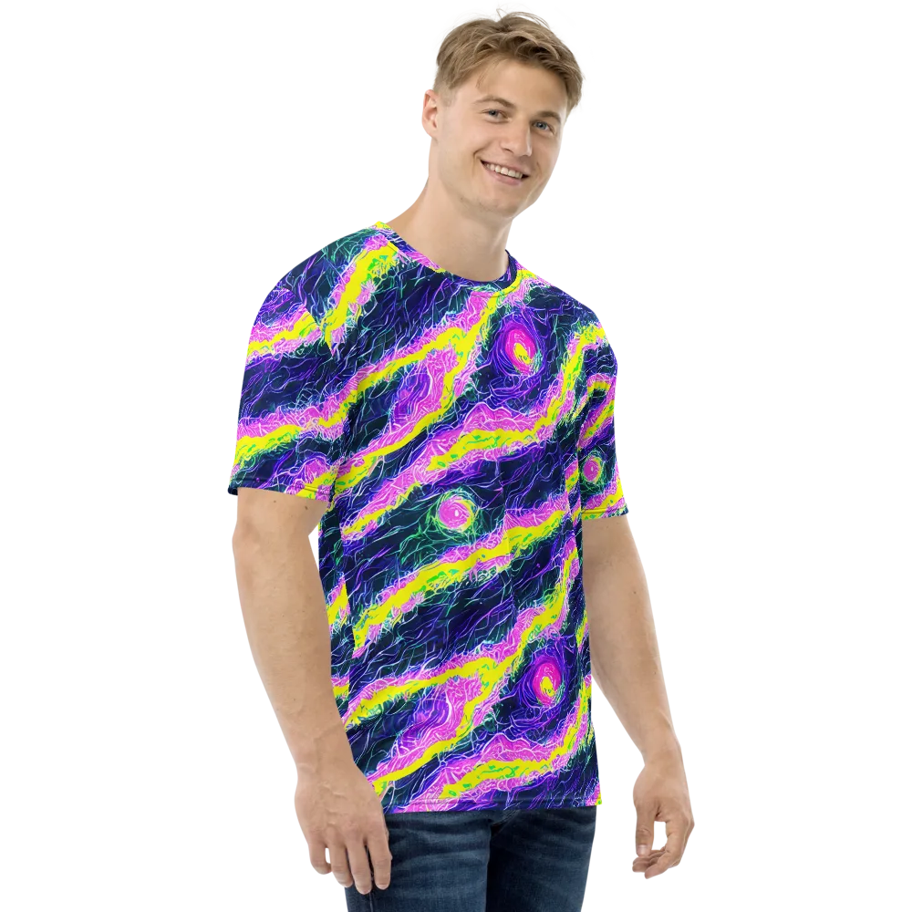 Cyber Blossom on Men's Crew Neck T-Shirt — Right