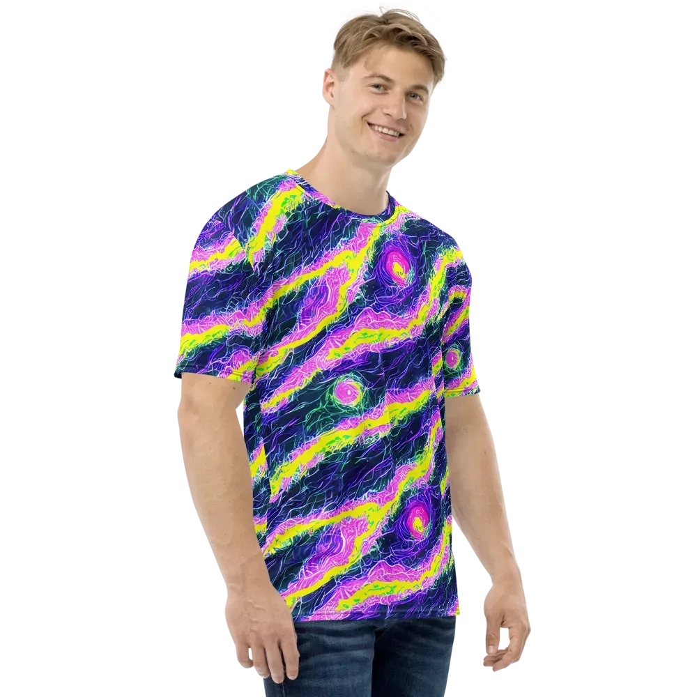 Cyber Blossom on Men's Crew Neck T-Shirt — Right