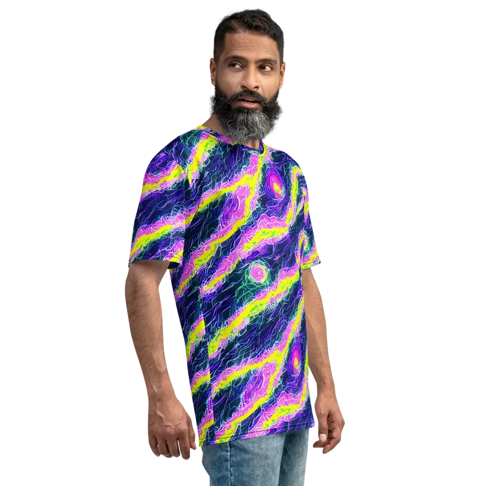 Cyber Blossom on Men's Crew Neck T-Shirt — Right