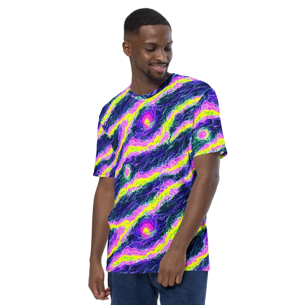 Cyber Blossom on Men's Crew Neck T-Shirt — Left