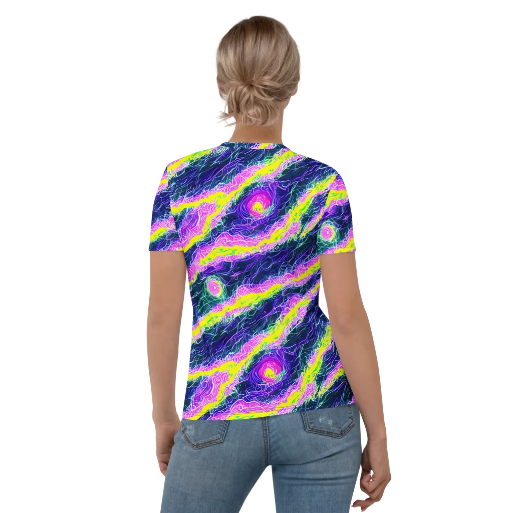 Cyber Blossom on Women's Crew Neck T-Shirt — Back