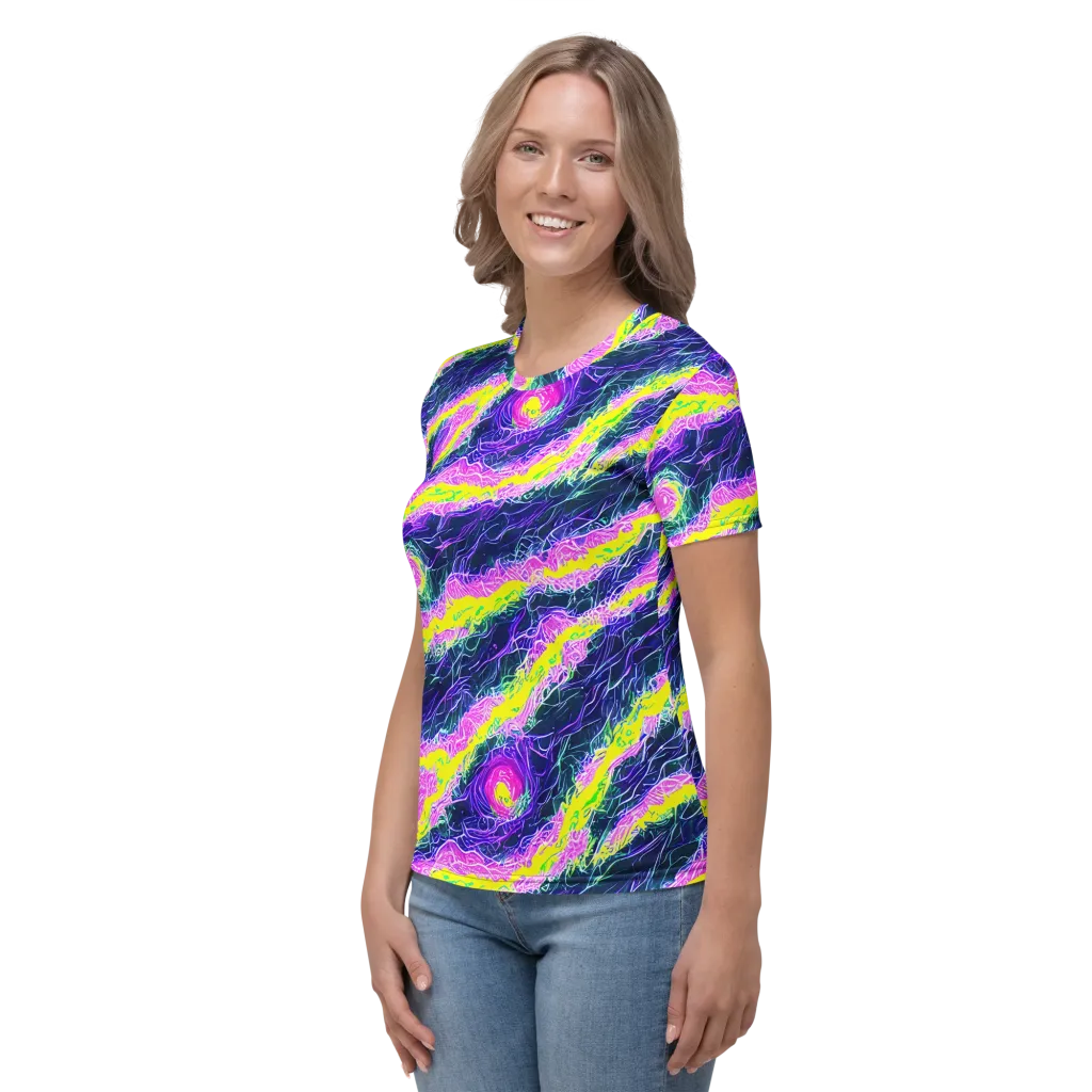 Cyber Blossom on Women's Crew Neck T-Shirt — Left