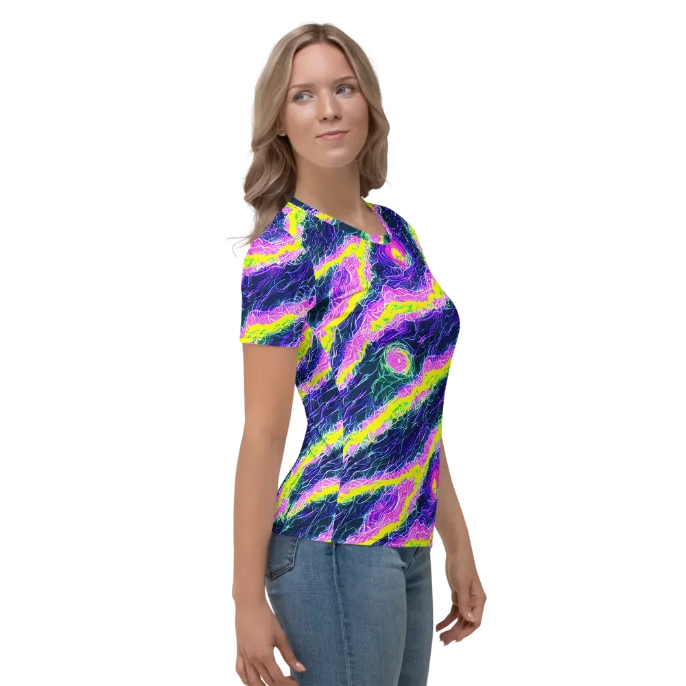 Cyber Blossom on Women's Crew Neck T-Shirt — Right
