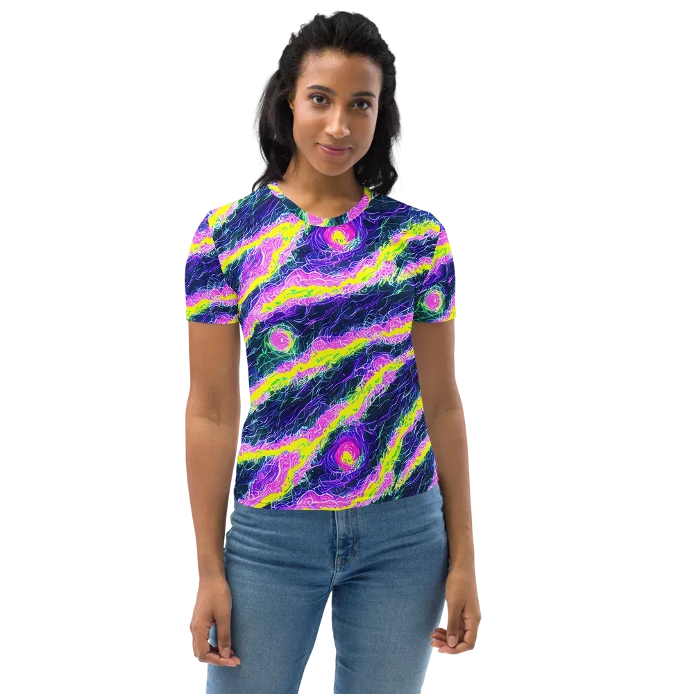 Cyber Blossom on Women's Crew Neck T-Shirt — Front