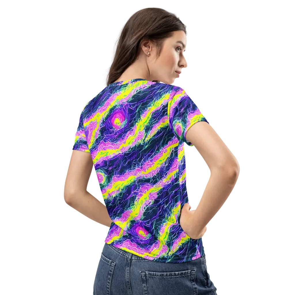 Cyber Blossom on Women's Crew Neck T-Shirt — Back