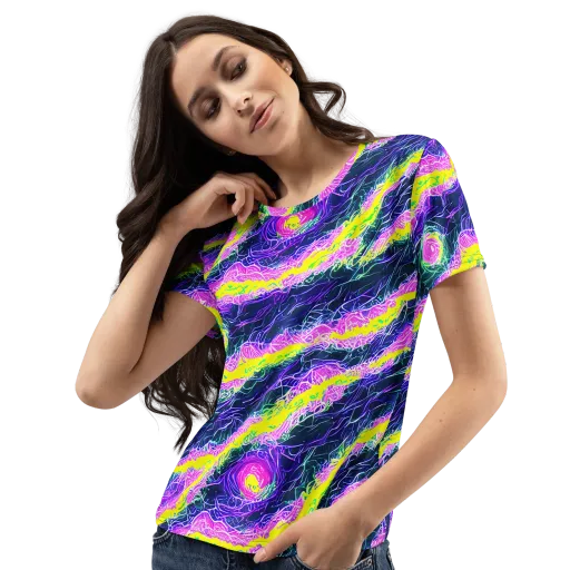 Cyber Blossom on a Women's Crew Neck T-Shirt