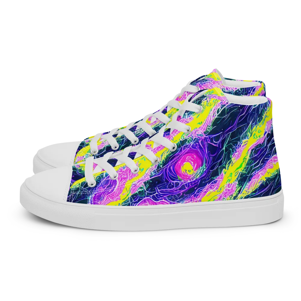 Cyber Blossom on Women's High Top Canvas Shoes — Left