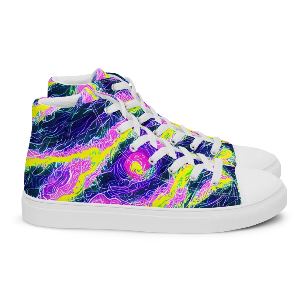 Cyber Blossom on Women's High Top Canvas Shoes — Right
