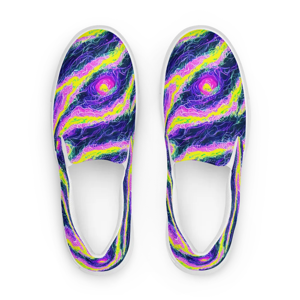 Cyber Blossom on Men's Slip-On Canvas Shoes — Front
