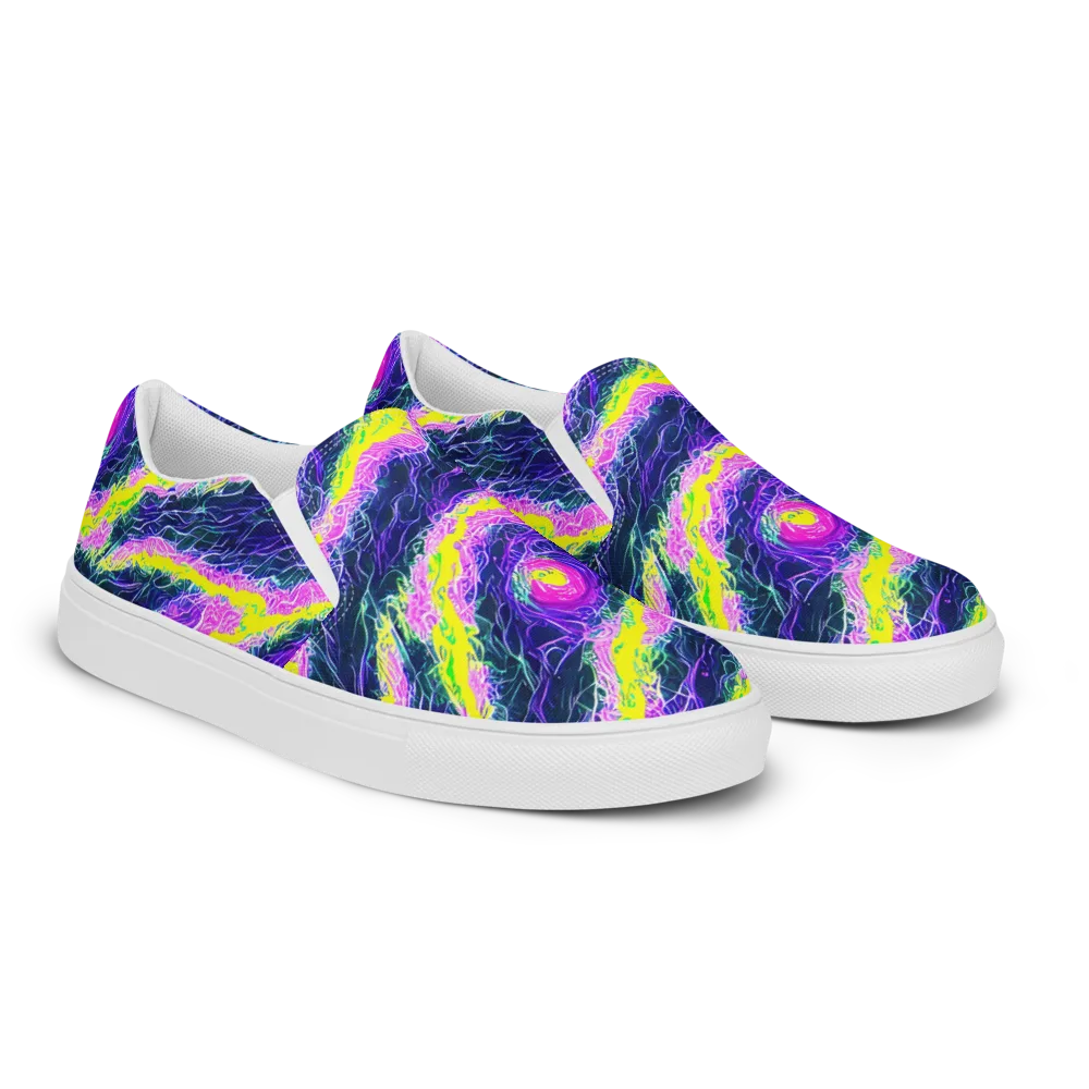 Cyber Blossom on Men's Slip-On Canvas Shoes — Right Front