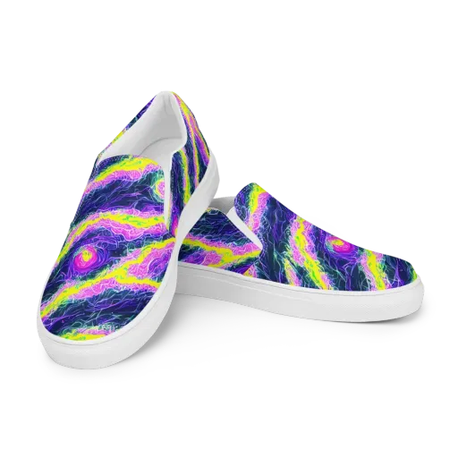 Cyber Blossom on a Men's Slip-On Canvas Shoes