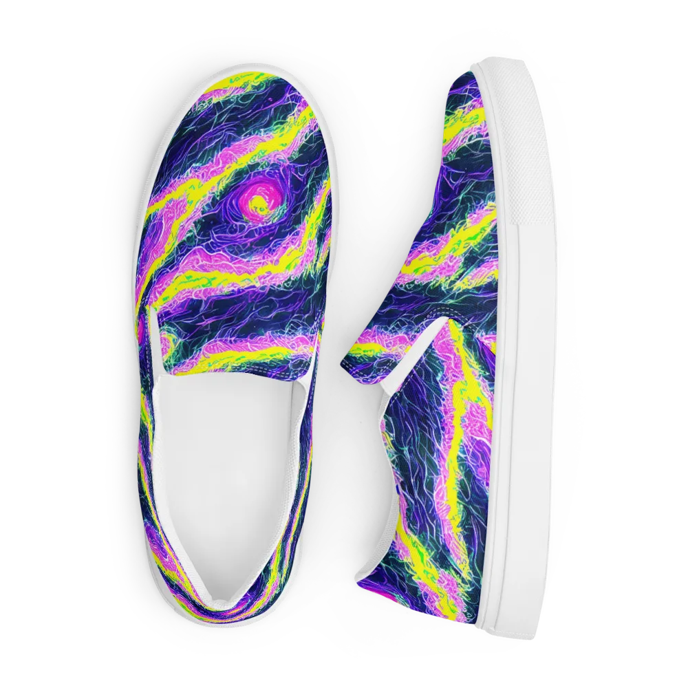 Cyber Blossom on Men's Slip-On Canvas Shoes — Front