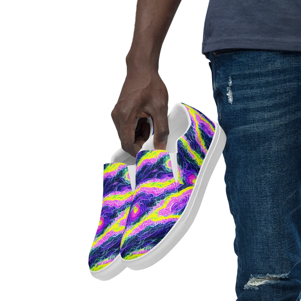 Cyber Blossom on Men's Slip-On Canvas Shoes — Left Front