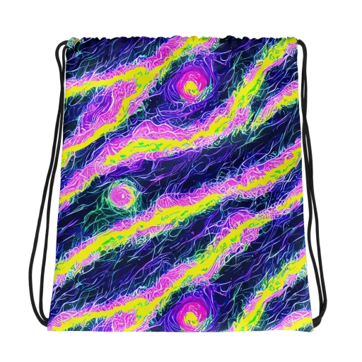 Cyber Blossom on a Drawstring Bag