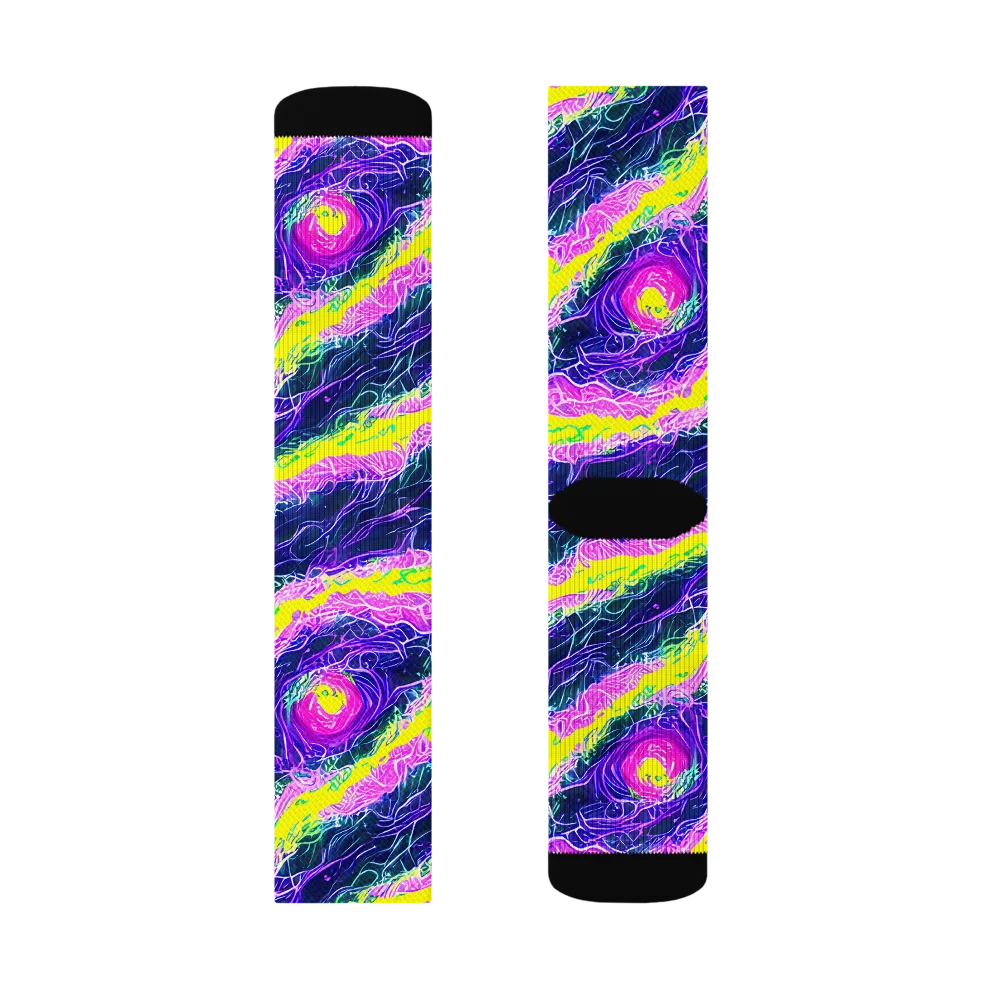 Cyber Blossom on Socks — Left Sock