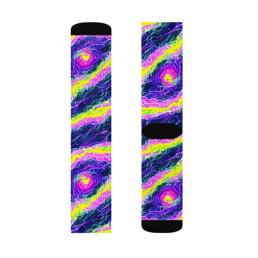 Cyber Blossom on Socks — Right Sock